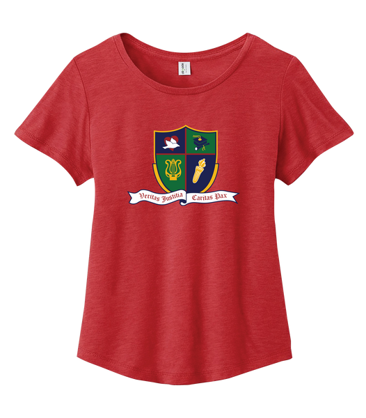 Ste. Cécile Adult Relaxed Tri-Bland Scoop NeckT-Shirt with Printed logo
