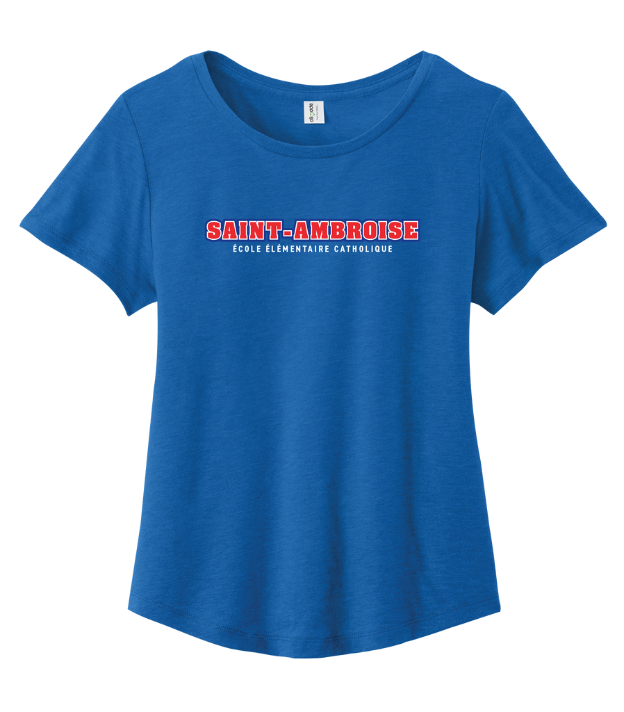 Saint Ambroise Ladies Organic Cotton Relaxed Scoop Neck with Printed Logo