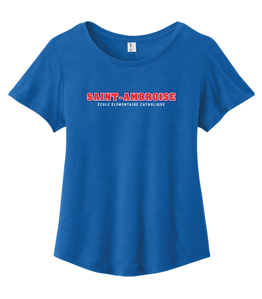 Saint Ambroise Ladies Organic Cotton Relaxed Scoop Neck with Printed Logo