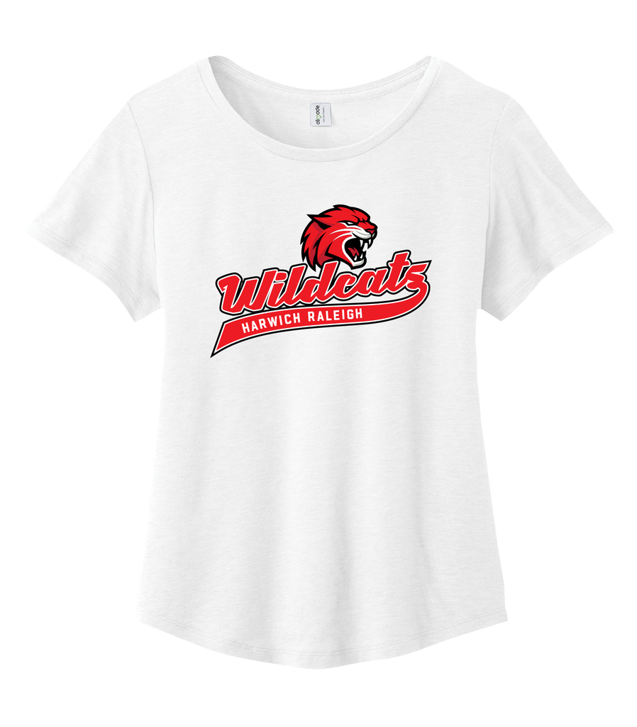 Harwich Raleigh Wildcats Ladies Cotton Relaxed Scoop Neck with Printed Logo