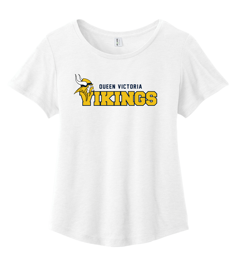 Queen Victoria Ladies Relaxed Scoop Neck Tshirt with Printed Logo