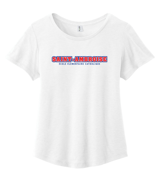 Saint Ambroise Ladies Organic Cotton Relaxed Scoop Neck with Printed Logo