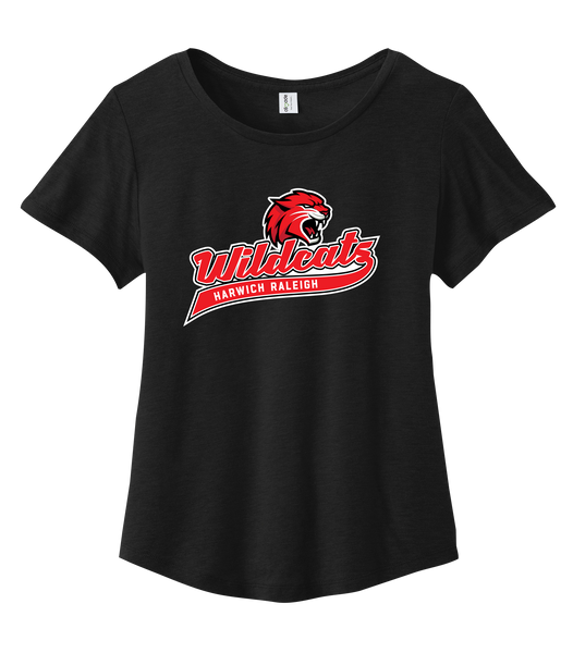 Harwich Raleigh Wildcats Ladies Cotton Relaxed Scoop Neck with Printed Logo