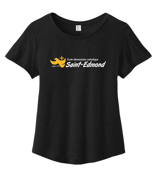 Saint-Edmond Ladies Cotton Relaxed Scoop Neck with Printed Logo