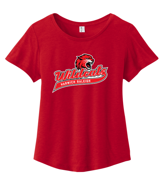Harwich Raleigh Wildcats Ladies Cotton Relaxed Scoop Neck with Printed Logo