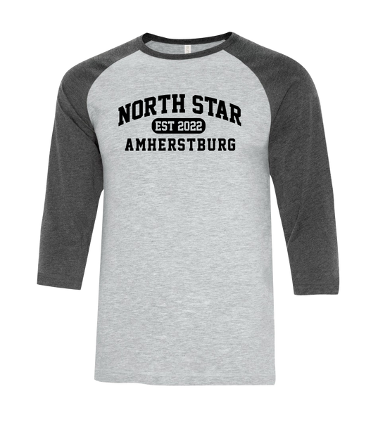 North Star Adult Two Toned Baseball T-Shirt with Printed Logo