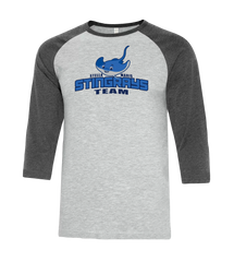 Stella Maris Stingrays Team Adult Two Toned Baseball T-Shirt with Printed Logo