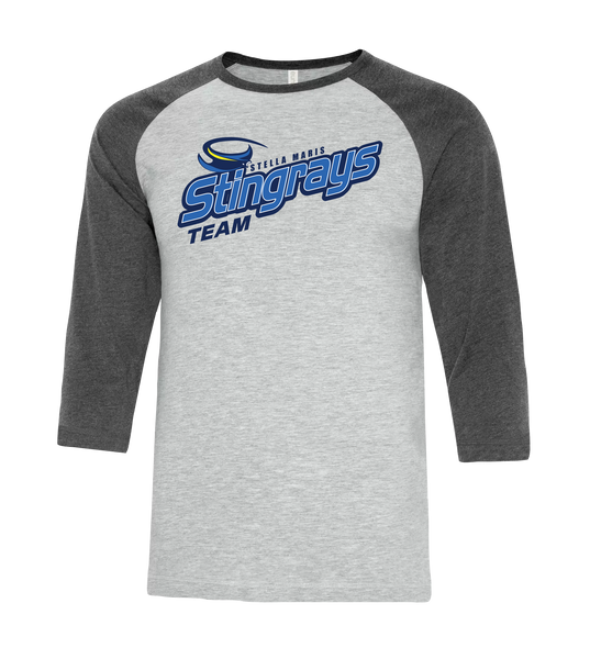 Stella Maris Stingrays Team Adult Two Toned Baseball T-Shirt with Printed Logo