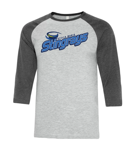 Stella Maris Stingrays Youth Two Toned Baseball T-Shirt with Printed Logo