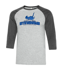 Stella Maris Stingrays Youth Two Toned Baseball T-Shirt with Printed Logo