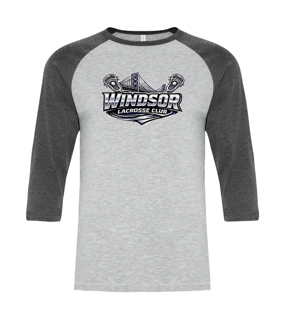 Windsor Lacrosse Club Adult Two Toned Baseball T-Shirt with Printed Logo