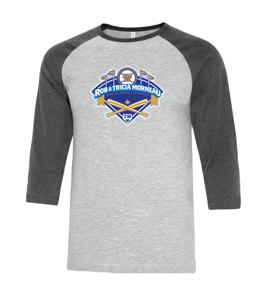 Rob & Tricia Morneau Tournament Adult Two Toned Baseball T-Shirt with Printed Logo