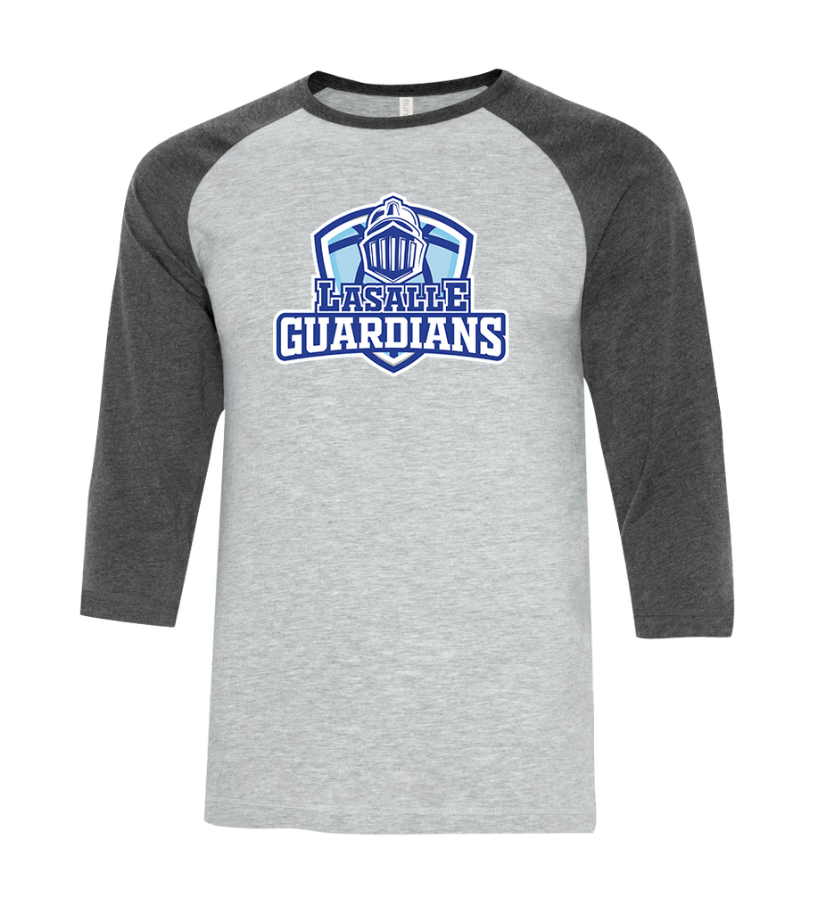 Lasalle Guardians Adult Two Toned Baseball T-Shirt with Printed Logo