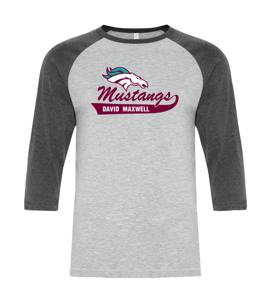 Mustangs Adult Two Toned Baseball T-Shirt with Printed Logo