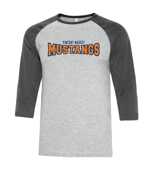 Vincent Massey Adult Two Toned Baseball T-Shirt with Printed Logo