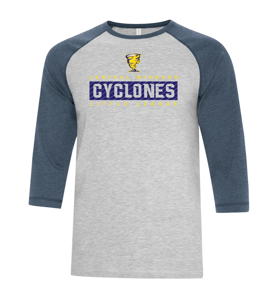Cyclones Youth Two Toned Baseball T-Shirt with Printed Logo