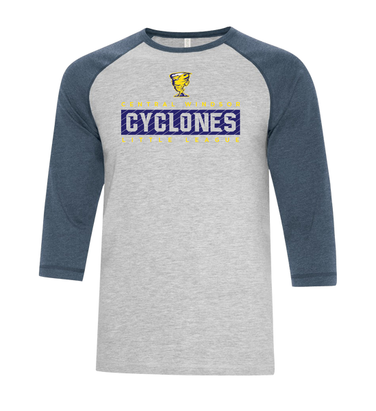 Cyclones Youth Two Toned Baseball T-Shirt with Printed Logo