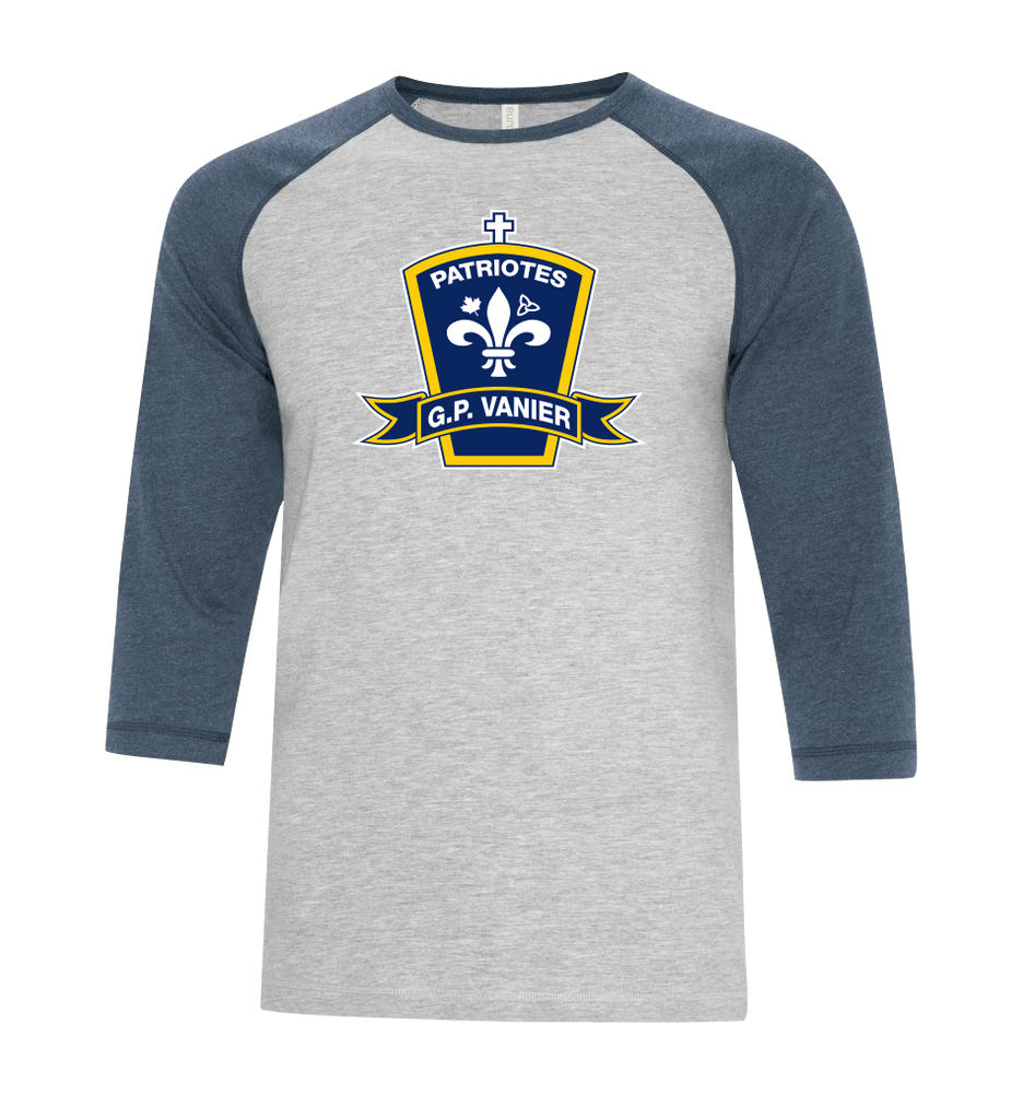 Georges-P.-Vanier Patriotes Youth Two Toned Baseball T-Shirt with Printed Logo