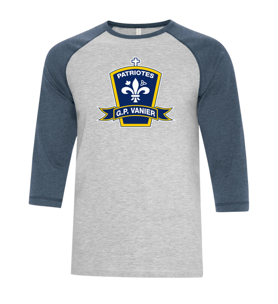 Georges-P.-Vanier Patriotes Adult Two Toned Baseball T-Shirt with Printed Logo