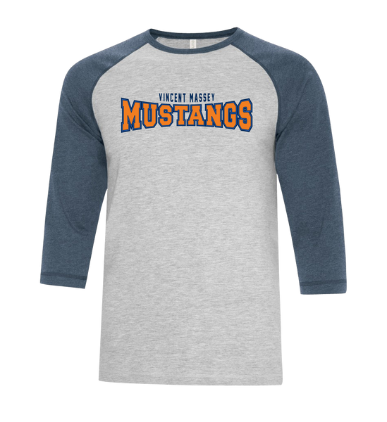 Vincent Massey Adult Two Toned Baseball T-Shirt with Printed Logo