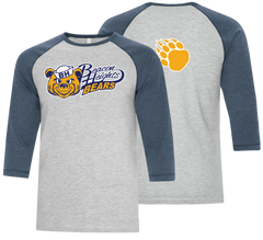 Beacon Heights Bears Adult Two Toned Baseball T-Shirt with Printed Front & Back Logos