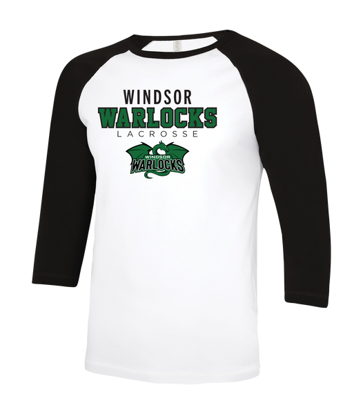Windsor Warlocks Lacrosse Adult Two Toned Baseball T-Shirt with Printed Logo