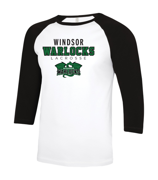 Windsor Warlocks Lacrosse Youth Two Toned Baseball T-Shirt with Printed Logo