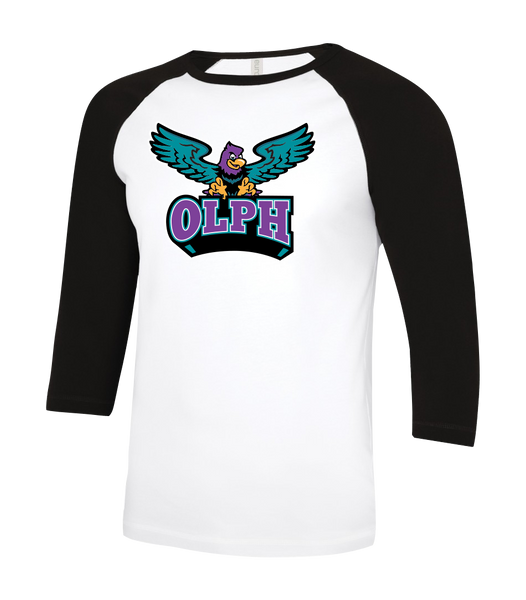 OLPH Youth Two Toned Baseball T-Shirt with Printed Logo