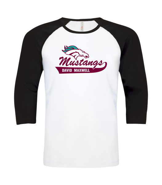 Mustangs Youth Two Toned Baseball T-Shirt with Printed Logo