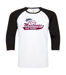 David Maxwell Mustangs Youth Two Toned Baseball T-Shirt with Printed Logo