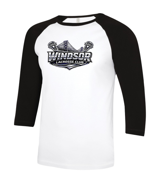 Windsor Lacrosse Club Adult Two Toned Baseball T-Shirt with Printed Logo