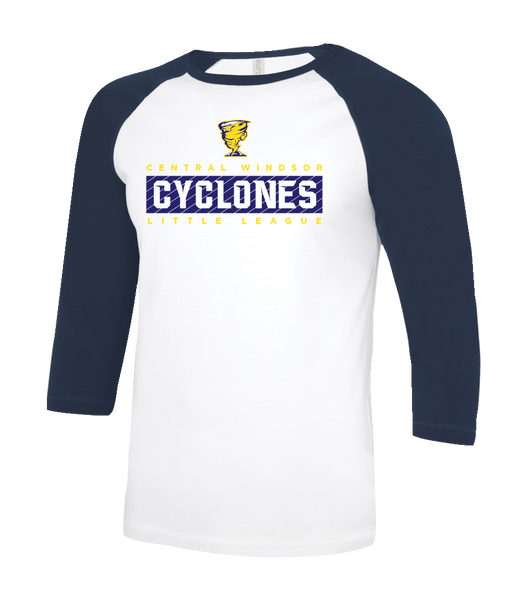 Cyclones Youth Two Toned Baseball T-Shirt with Printed Logo