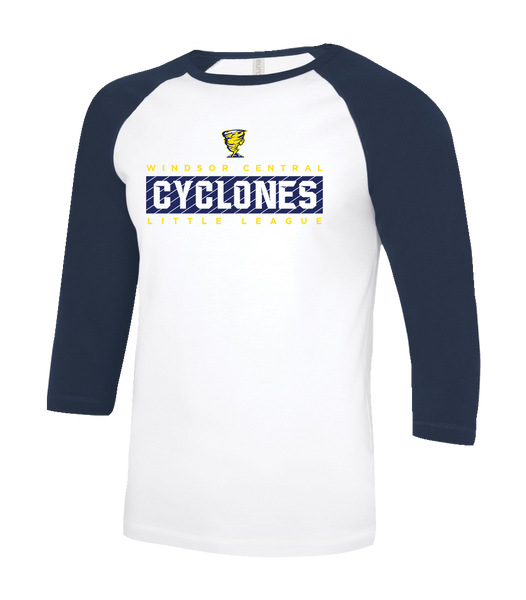 Cyclones Youth Two Toned Baseball T-Shirt with Printed Logo