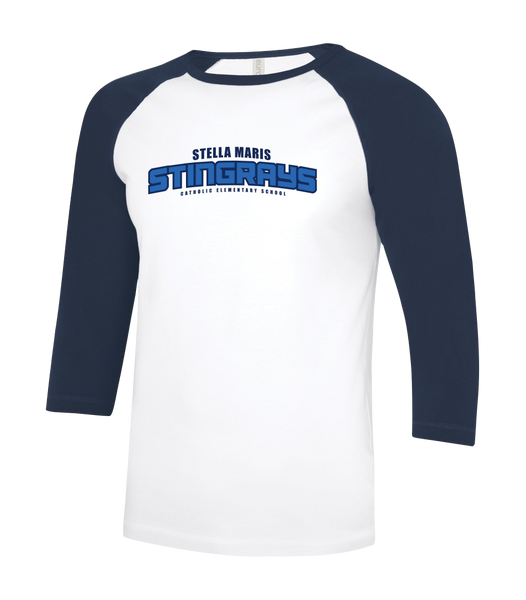Stella Maris Youth Two Toned Baseball T-Shirt with Printed Logo