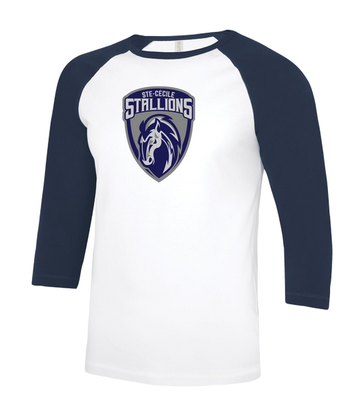 Ste. Cécile Stallions Adult Two Toned Baseball T-Shirt with Printed Logo