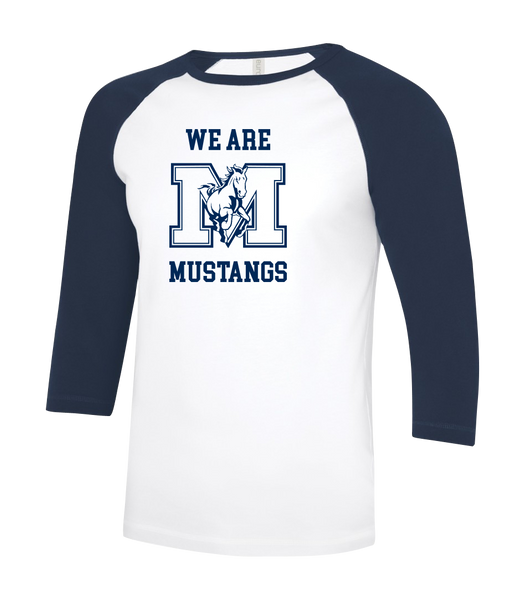 Vincent Massey "We Are Mustangs" Adult Two Toned Baseball T-Shirt with Printed Logo