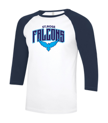 St. Rose Staff Two Toned Baseball T-Shirt with Printed Logo