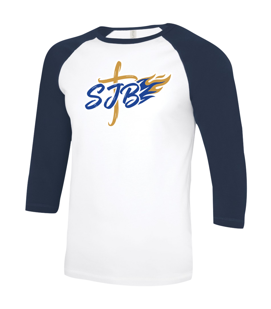 St. John the Baptist Youth Two Toned Baseball T-Shirt with Printed Logo
