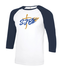 St. John the Baptist Youth Two Toned Baseball T-Shirt with Printed Logo