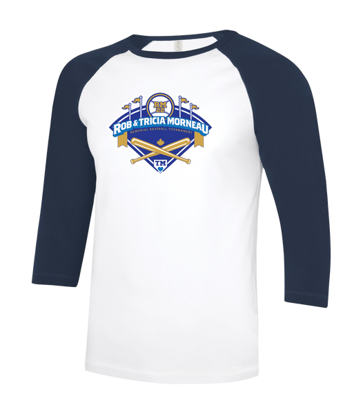 Rob & Tricia Morneau Tournament Adult Two Toned Baseball T-Shirt with Printed Logo