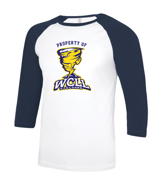 "Property of WCLL" Youth Two Toned Baseball T-Shirt with Printed Logo