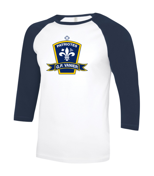 Georges-P.-Vanier Patriotes Youth Two Toned Baseball T-Shirt with Printed Logo