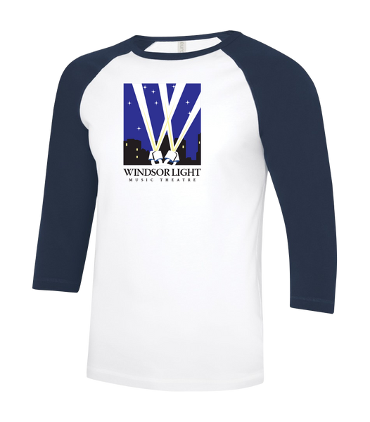 Windsor Light Music Theatre Youth Two Toned Baseball T-Shirt with Printed Logo