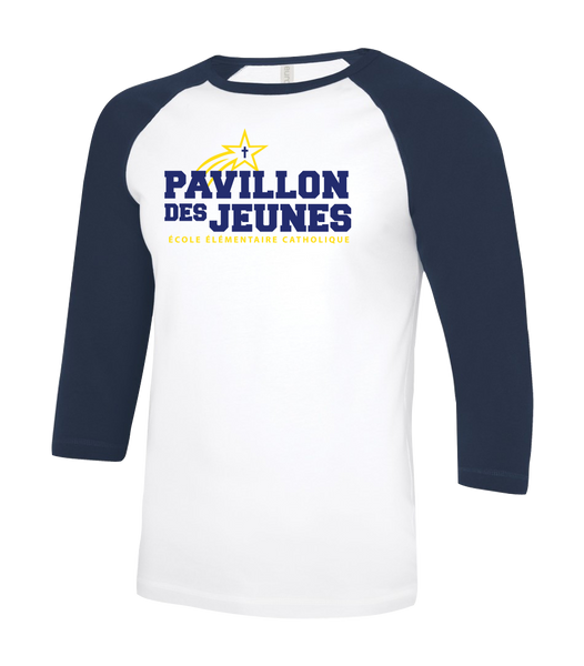 Pavillon Des Jeunes Youth Two Toned Baseball T-Shirt with Printed Logo