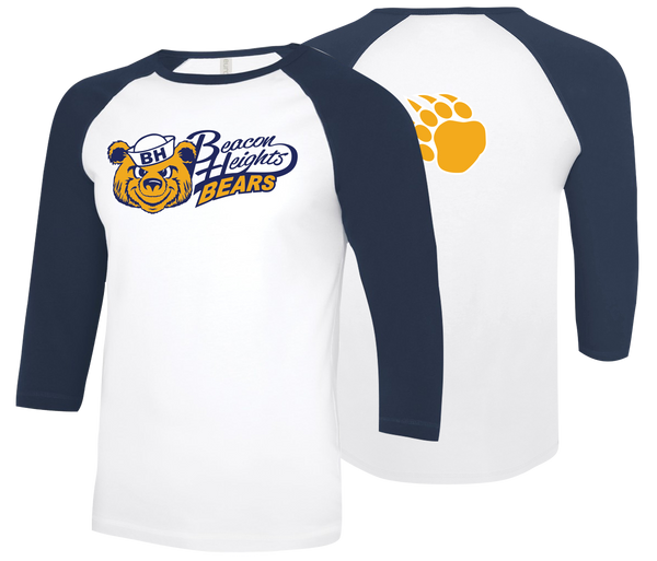 Beacon Heights Bears Youth Two Toned Baseball T-Shirt with Printed Front & Back Logos