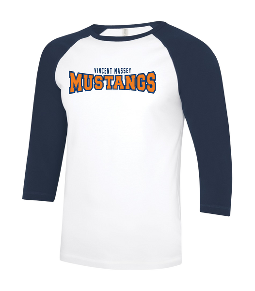 Vincent Massey Adult Two Toned Baseball T-Shirt with Printed Logo