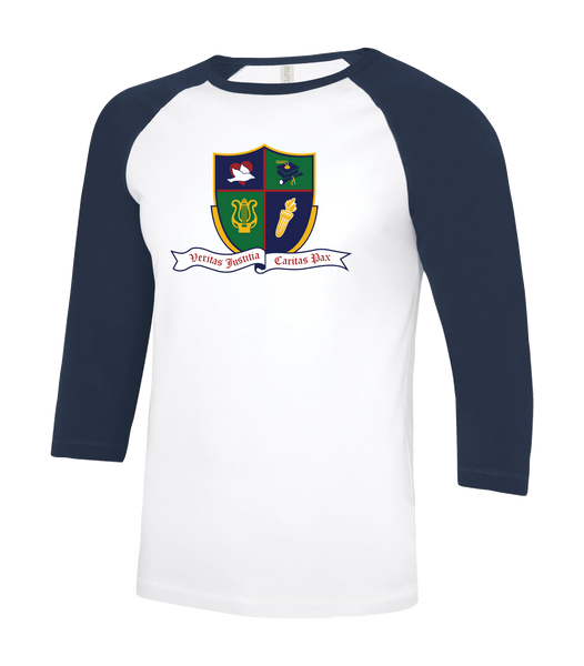 Ste. Cécile Youth Two Toned Baseball T-Shirt with Printed Logo