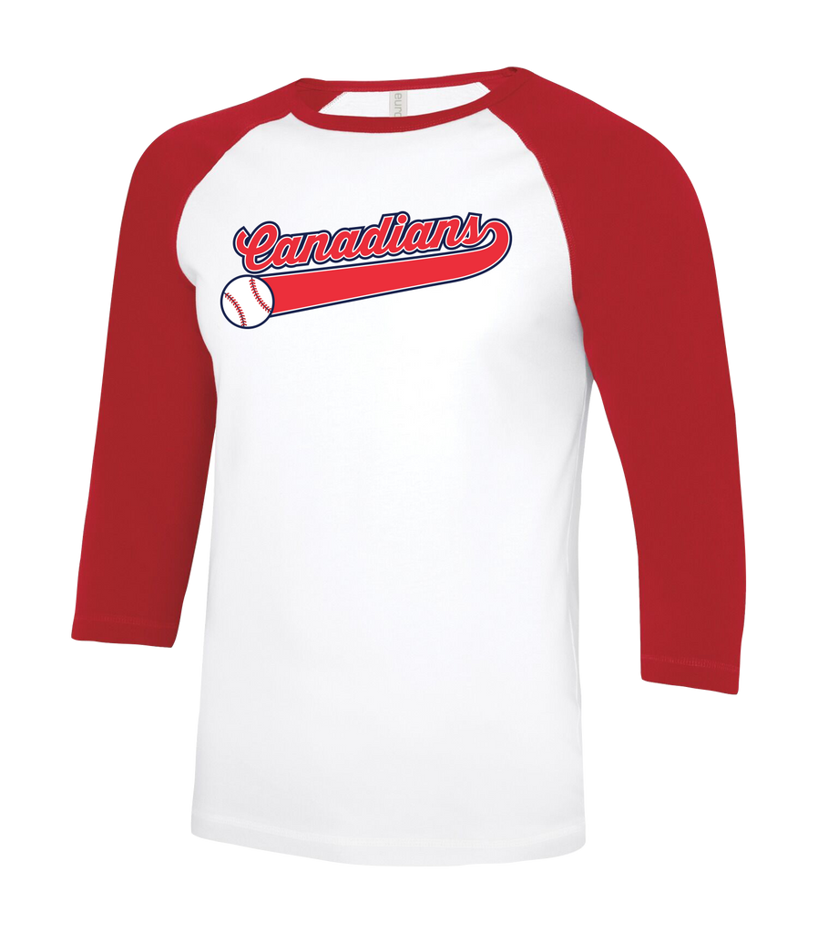 Windsor South Canadians Adult Two Toned Baseball T-Shirt with Printed Logo
