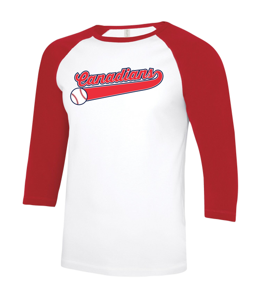 Windsor South Canadians Adult Two Toned Baseball T-Shirt with Printed Logo