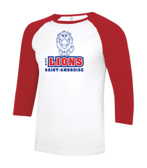 Saint Ambroise Les Lions Adult Two Toned Baseball T-Shirt with Printed Logo
